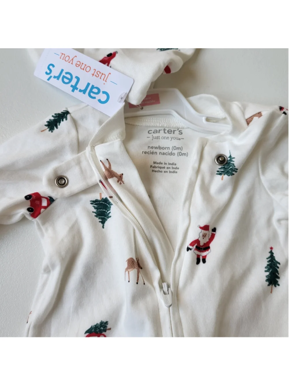 Newborn Carter's Just One You Christmas Reindeer Footed Pajamas & Hat Set – NWT